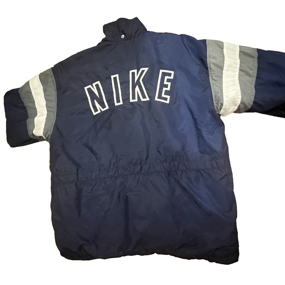 Nike Jacket Mens Large Navy Blue Good Vintage 90s Big Logo Puffer No Hood